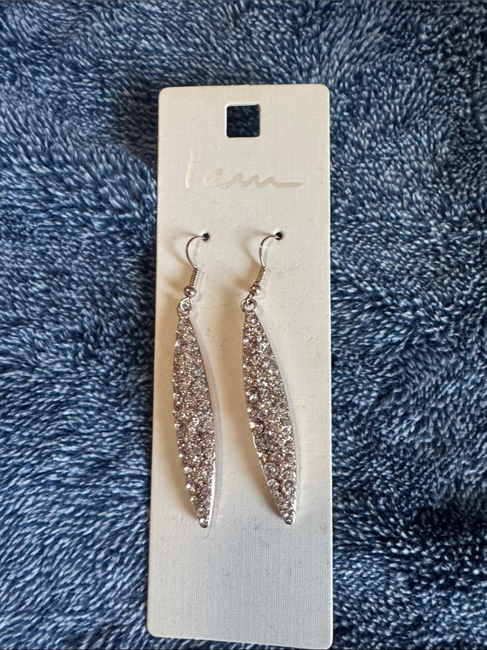 Silver Glitter Teardrop Dangle Earrings - Women Jewelry